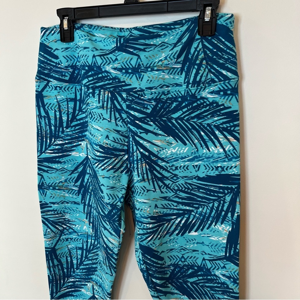 Soft Surroundings Leggings Womens Medium Tropical Blue Green Activewear - Picture 2 of 6